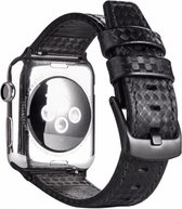 Q-DESYN® Apple Watch bandje 38 mm - 40 mm - 41 mm - Carbon - Zwart - Zwarte stik