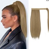 Ponytail human hair paardenstaart clip in extensions blond caramel