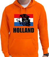 Oranje fan hoodie voor heren - met leeuw en vlag - Holland / Nederland supporter - EK/ WK hooded sweater / outfit XL