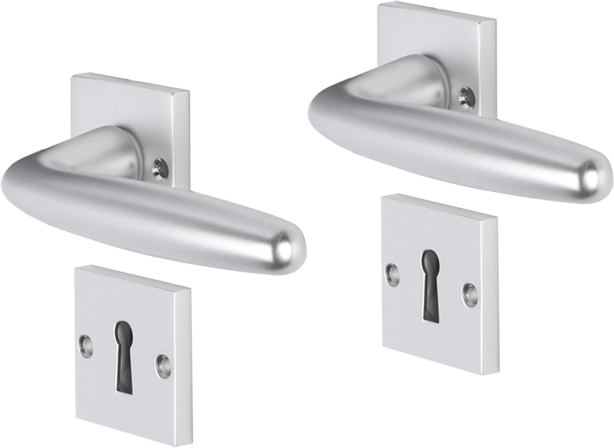 Deurkruk - Impresso Cambridge - Voor binnen - Vierkant met schroeven en vierkant sleutelrozet - Aluminium - 2 stuks