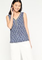 LOLALIZA Tanktop met print en diepe V-hals - Blauw - Maat S