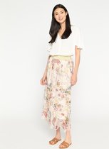 LOLALIZA Maxi rok met kleurrijke bloemenprint - Ecru - Maat M