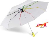 Storm Paraplu Opvouwbaar - Wit - Polsband - Automatisch Uitklapbaar - Tot 100km p/u Windproof - 110 cm - 9 Panelen - Golf Stormparaplu - duurzame paraplu 110cm Incl. UV bescherming - Automati