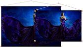 Vrouw in haar blauwe jurk,  - Foto op Textielposter - 120 x 80 cm