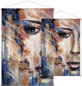 Schilderij van gezicht,  - Foto op Textielposter - 60 x 90 cm