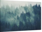 Bomen met mist - Foto op Canvas - 90 x 60 cm