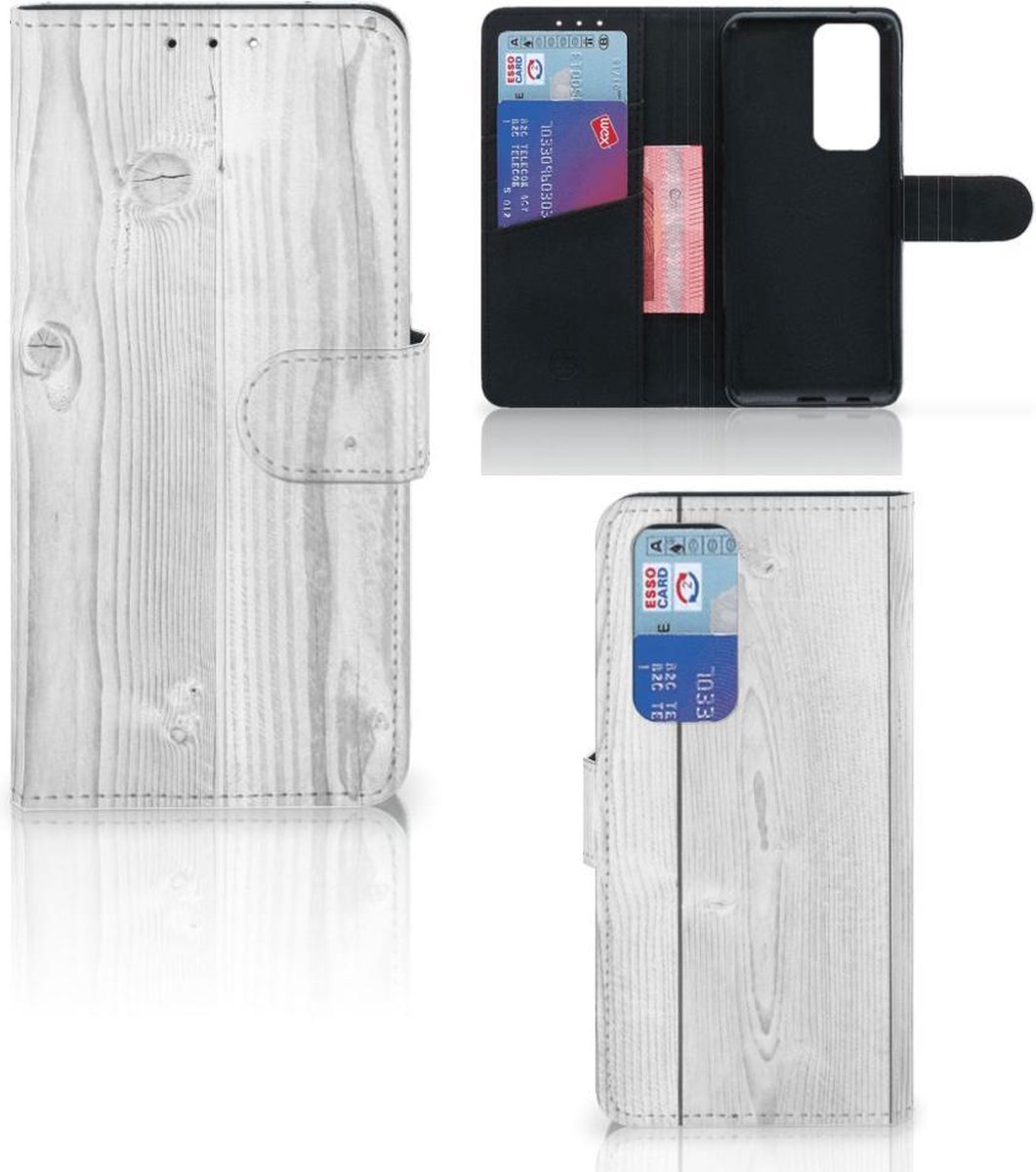 OPPO Find X3 Neo 5G Book Style Case White Wood