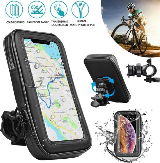 Universele waterdichte telefoon fietstas - GPS houder Fiets tas - zwart