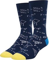 Fun sokken wiskunde symbolen zwart/geel/blauw