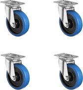 CASCOO SETSBSB080R4F1R0N set wieltjes - 4 zwenkwielen - polyamide - elastiek blauw - rubber - diameter 80 mm - rollagers - transportwielen - draagvermogen 390 kg (verpakking van 4