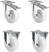 CASCOO SETTPFP160N0R1W wielenset 2 zwenkwielen met vastzetter - 2 bokwielen - polyamide - diameter 160 mm - transportwielen - kunststof - rollager - draagvermogen 900 kg (4-pack)