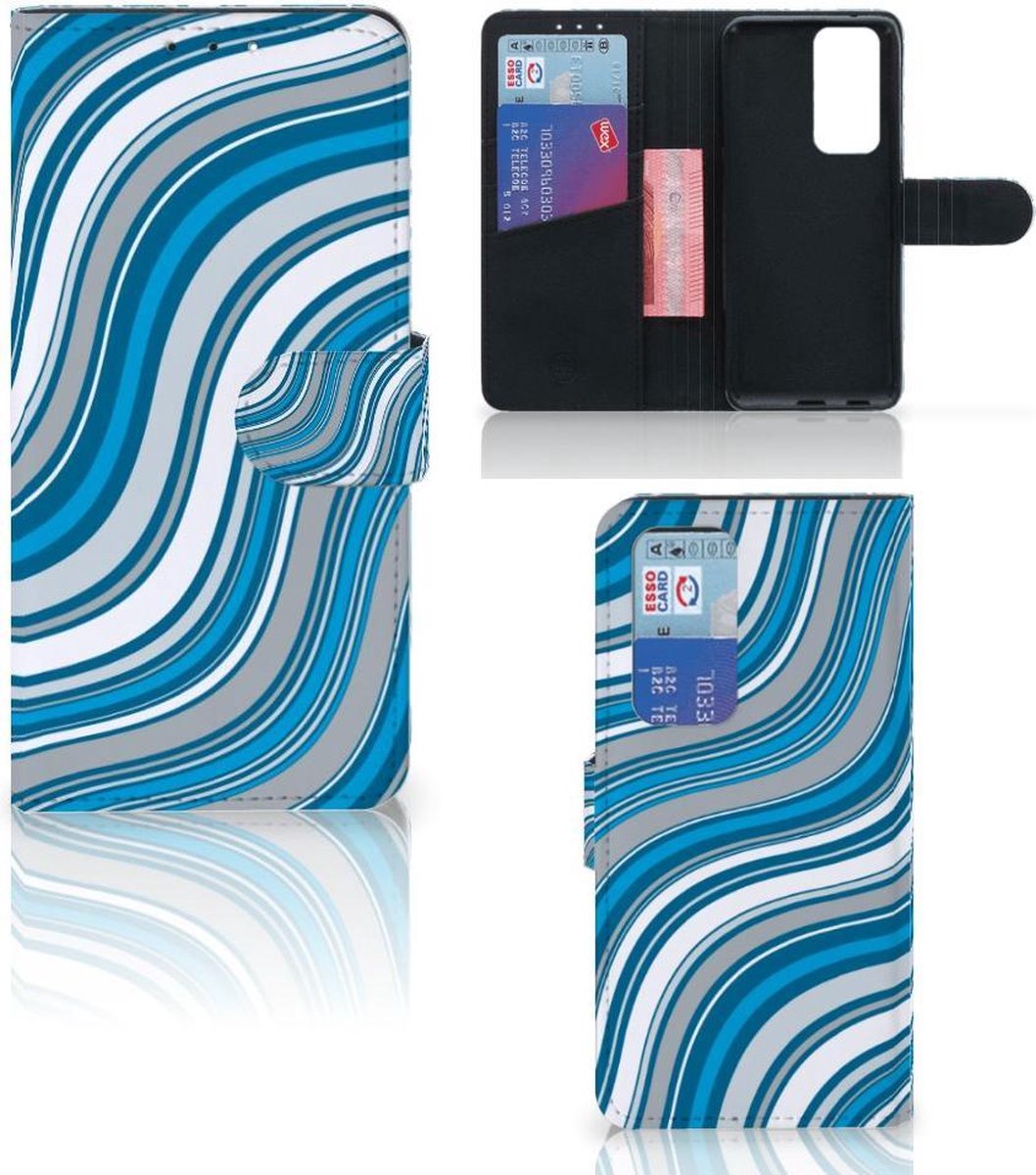 Book Case voor OPPO Find X3 Neo 5G Telefoon Hoesje Waves Blue