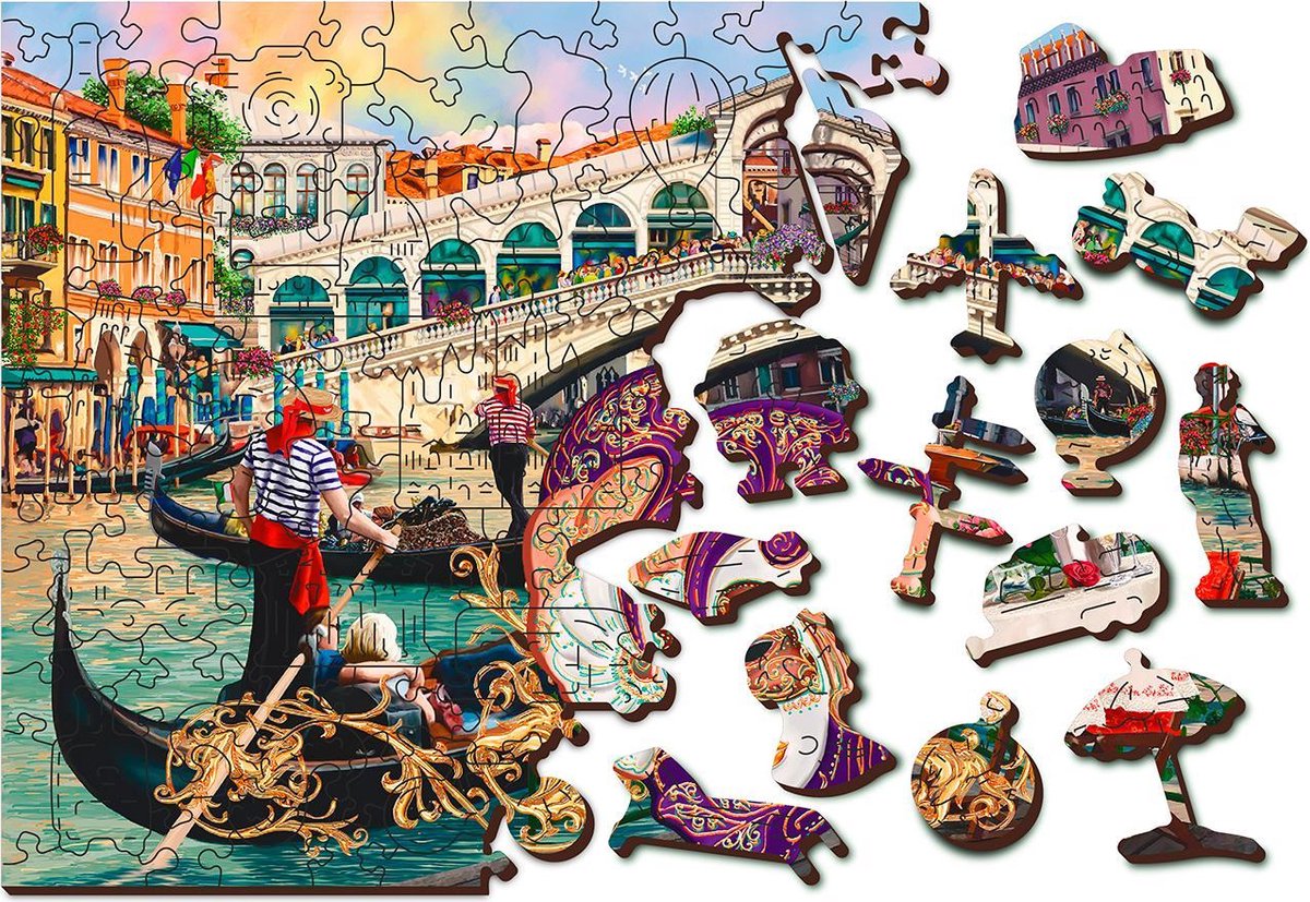 Wooden City Carnaval van Venetië XL - Houten Vormpuzzel - 52x38 cm - 600 stukjes