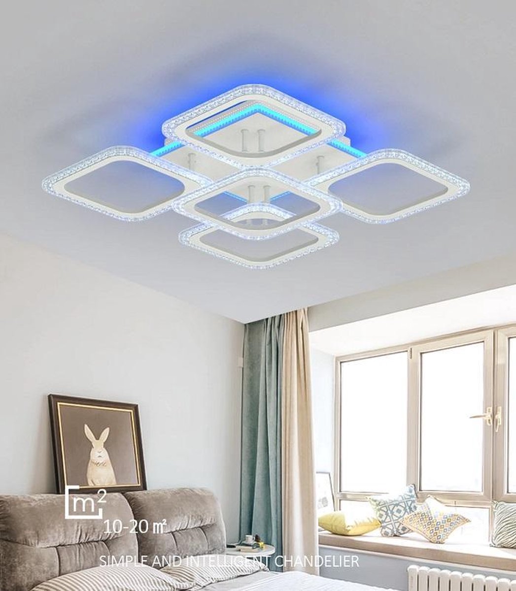 Plafonnier LED RGB intelligent, carré ou rond, luminosité réglable