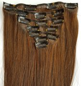 Clip in hair extensions 7 set straight bruin / rood - M2/30