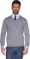 Profuomo - Pullover Merino V-Hals Grijs - M - Slim-fit