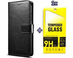 HB Hoesje Geschikt voor Nokia X10 & X20 Zwart & Glazen Screenprotector - Portemonnee Book Case - Kaarthouder & Magneetlipje
