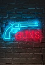 OHNO Neon Verlichting Guns - Neon Lamp - Wandlamp - Decoratie - Led - Verlichting - Lamp - Nachtlampje - Mancave Decoratie - Neon Party - Kamer decoratie aesthetic - Wandecoratie w