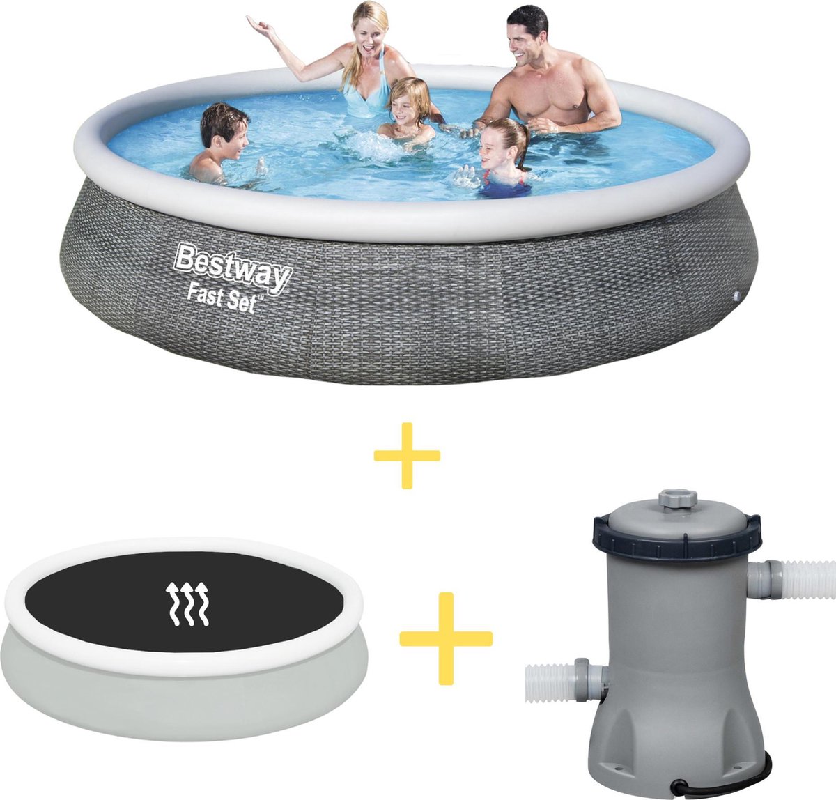 Bestway Zwembad – Fast Set – 396 x 84 cm – Inclusief Solarzeil & Filterpomp