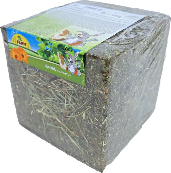 Jr Farm Hooiblok Met Bloemen - Ruwvoer - 20x20x20 cm 450 g
