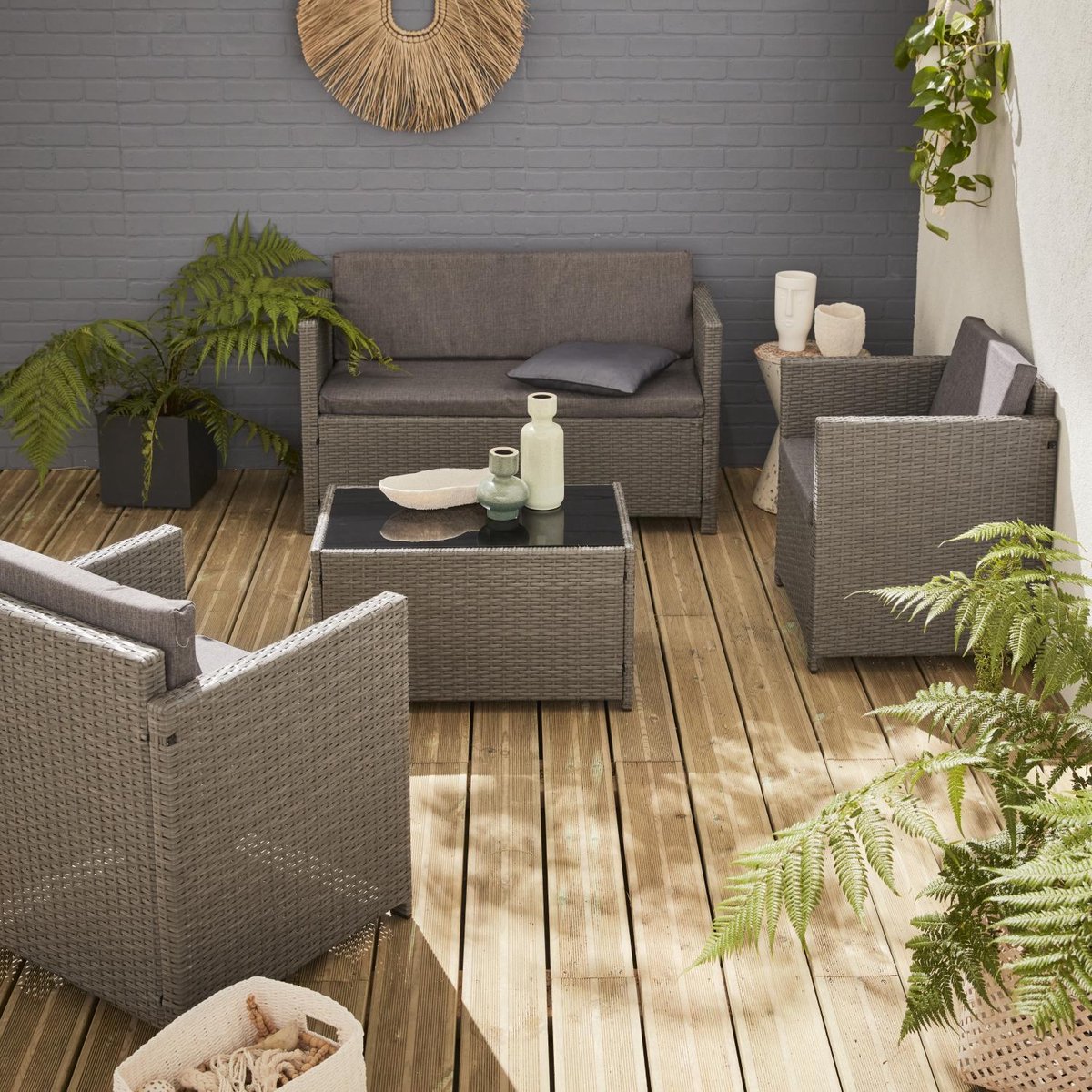 Alice's Garden Loungeset Perugia 4 plaatsen Kleine tuinset wicker