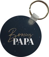 Sleutelhanger - Cadeau voor man - Bonus papa - Sterrenhemel - Spreuken - Quotes - Plastic - Rond - Uitdeelcadeautjes - Vaderdag cadeau - Geschenk - Cadeautje voor hem - Tip - Mannen
