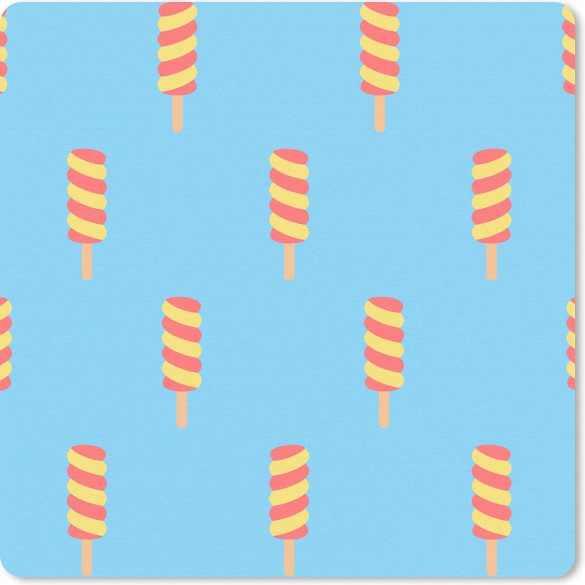 Muismat 20x20 cm - Mousepad IJs - Patronen - Geel - Rood - Muismatten