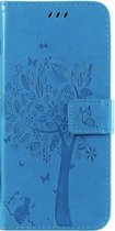 Samsung Galaxy Note 10 Lite Bookcase - Blauw - Bloemen - Portemonnee Hoesje