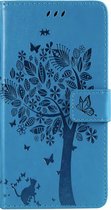 Samsung Galaxy A71 Bookcase - Blauw - Bloemen - Portemonnee Hoesje