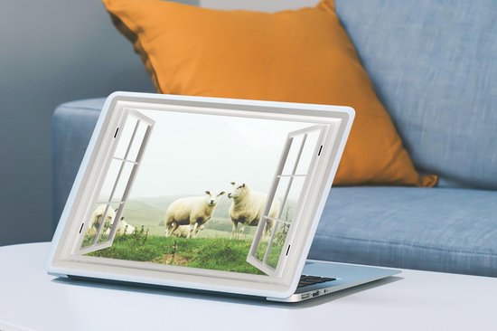 Sticker pour ordinateur portable - 15,6 pouces - Transparent - Herbe - Mouton