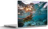 Laptop sticker - 14 inch - Zee - Schildpad - Kleuren - 32x5x23x5cm - Laptopstickers - Laptop skin - Cover