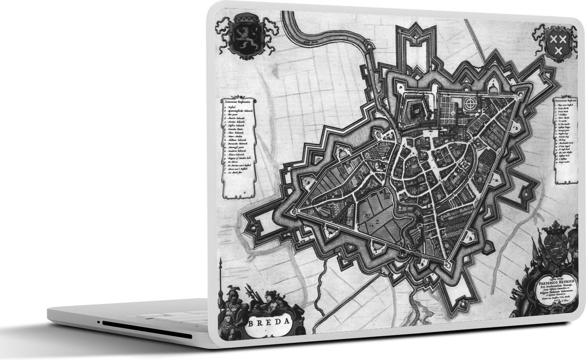 Laptop sticker - 17.3 inch - Stadskaart - Breda - Antiek - 40x30cm - Laptopstickers - Laptop skin - Cover