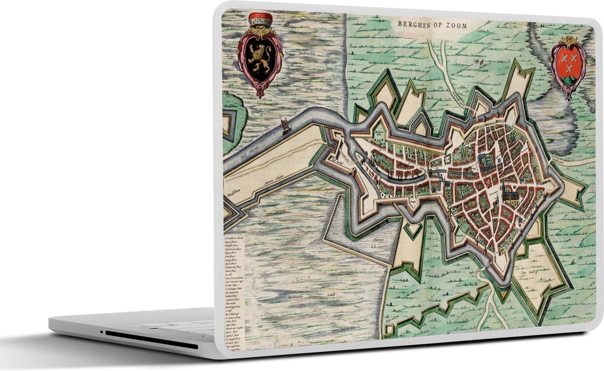 Laptop sticker - 13.3 inch - Kaart - Bergen op Zoom - Antiek - 31x22,5cm - Laptopstickers - Laptop skin - Cover