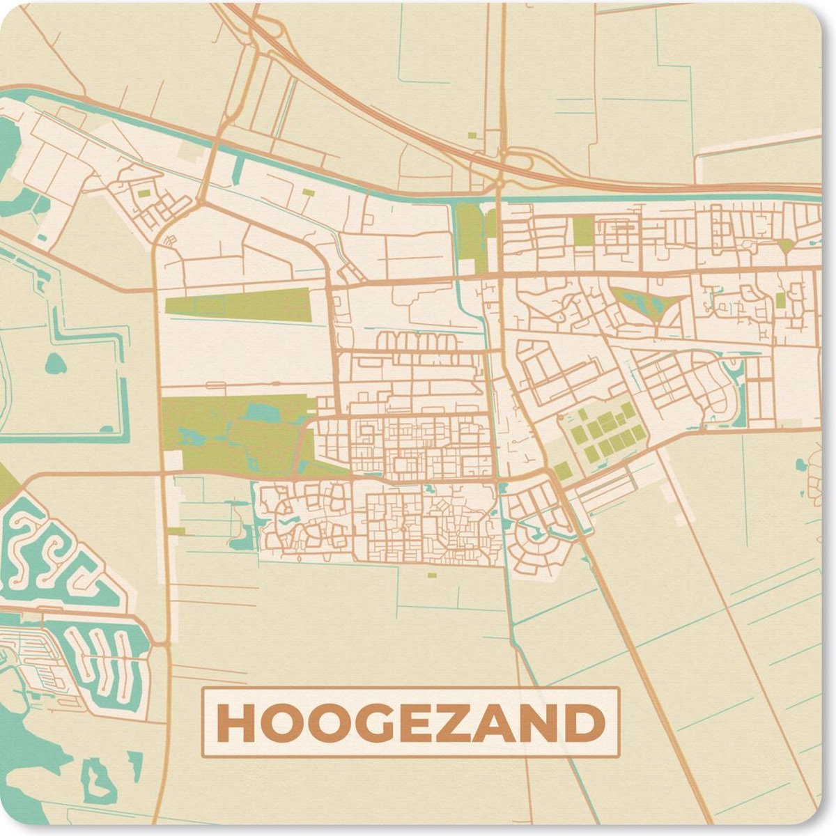 Muismat 20x20 cm - Mousepad Kaart - Hoogezand - Vintage - Muismatten