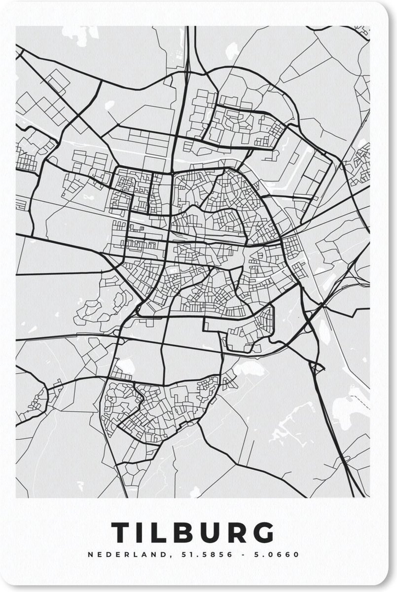 Muismat - Mousepad - Stadskaart - Tilburg - Grijs - Wit - 40x60 cm - Muismatten