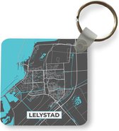 Sleutelhanger - Uitdeelcadeautjes - Stadskaart - Lelystad - Grijs - Blauw - Plastic
