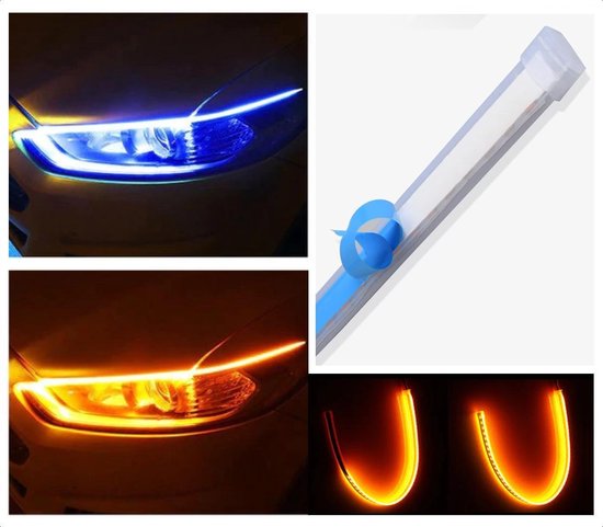 Technologie bijwoord middelen DRL LED Strip - Auto dagrijverlichting met richtingaanwijzer -- 60cm --  Deep Blue --... | bol.com