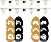 30 Jaar Versiering Festive Gold Feestpakket - 30 Jaar Decoratie - Ballonnen en Slingers