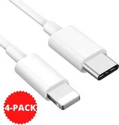 USB C naar 8-pins kabel geschikt voor iPhone - Oplader kabel - Kabel geschikt voor lightning - 4-PACK
