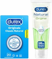 Durex - 20 stuks Condooms - Classic Natural - 100 ml Glijmiddel - Natural 100% natuurlijk