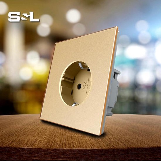 S&L inbouw stopcontact met Glas Inbouw wandcontactdoos kleur Goud | bol.com