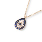 Hemels juwelier- 14k geelgouden ketting met hanger- Dames- Goud- HML873 - Cadeautje- Blauw, wit- Moederdag aanbieding