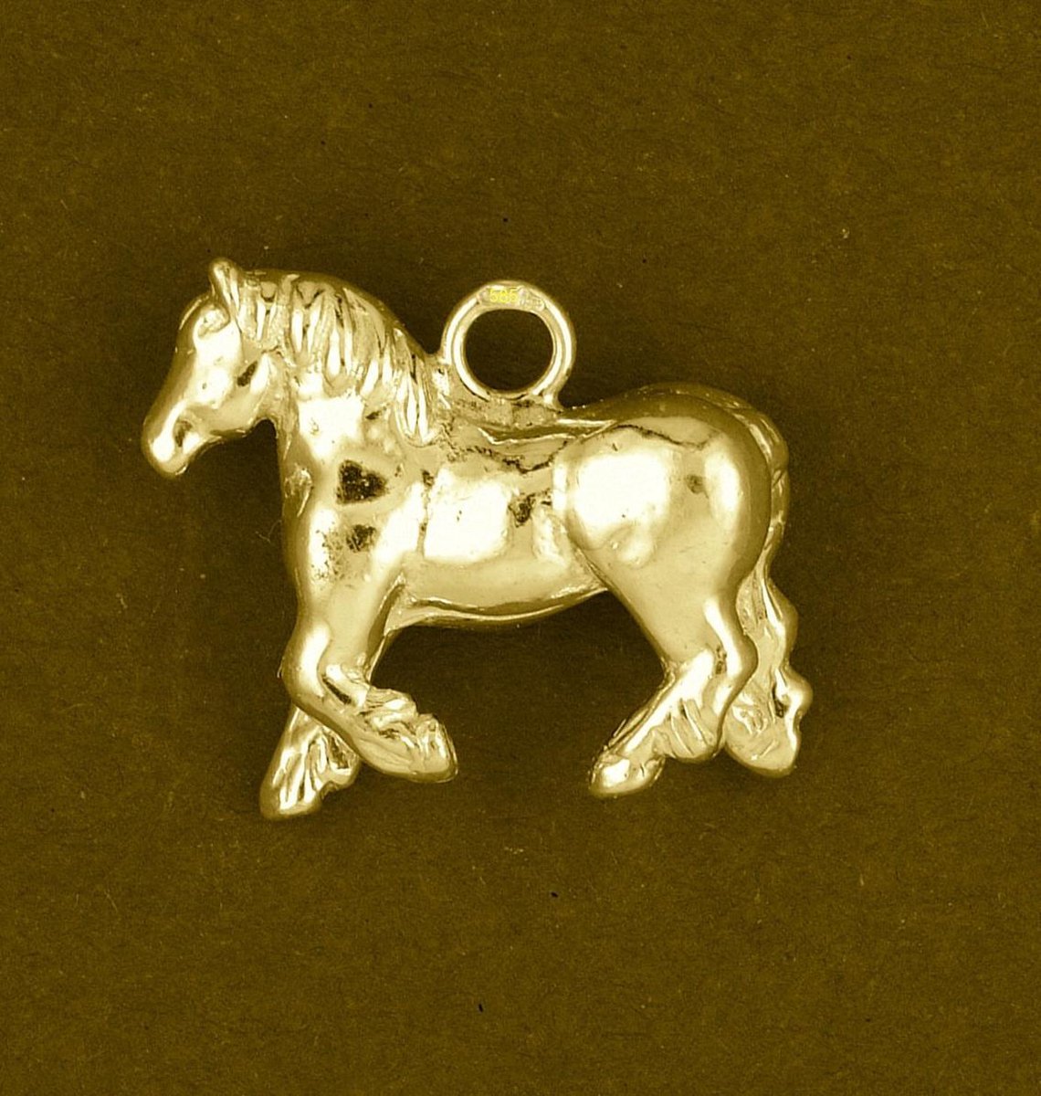 Hetty'S - Hanger 14 karaat geel goud - Koudbloed paard - Maat 19 X 17 mm