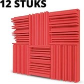 Geluidsisolatie - Noppenschuim Premium - 12 STUKS - Isolatieplaten - Rode Wedges - Frequenties Patroon -  30cm x 30cm x 5cm - Akoestisch studioschuim - Isoleren van Geluid - Studio
