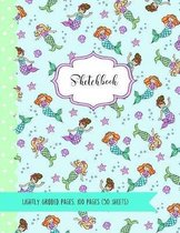 Sketchbook: Cute Mermaid Kawaii Sketchbook for Girls (Blue)