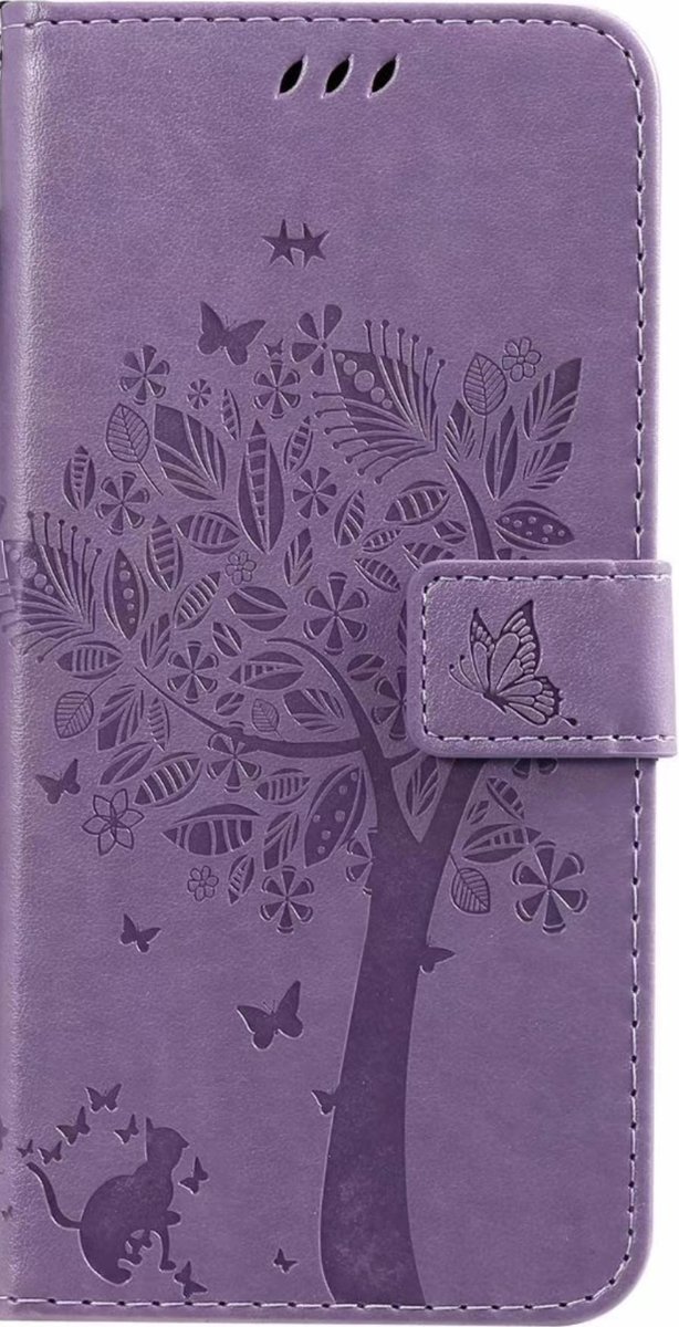 Geschikt voor Samsung Galaxy S10 Lite Bookcase - Paars - Bloemen - Portemonnee Hoesje