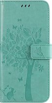 Samsung Galaxy A21s Bookcase - Groen - Bloemen - Portemonnee Hoesje