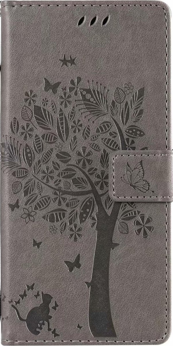 Geschikt voor Samsung Galaxy S20 FE Bookcase - Grijs - Bloemen - Portemonnee Hoesje