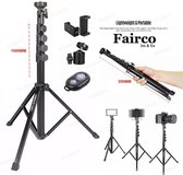 Statief 100Cm Voor Smartphone, Actioncam, GoPro, Fotocamera (Canon, Nikon, Sony en ...) en Spiegelreflexcamera Inc. Bluetooth Remote Shutter, Telefoonhouder, 360 ° Draaigreep horizontaal - Fa