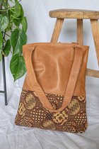 BaliBatiks -Shopper Bag - Leren Tas - Bali - Batik - Bruin - fairtrade